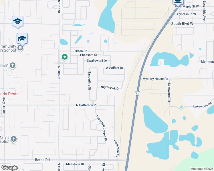 map of restaurants, bars, coffee shops, grocery stores, and more near 2210 Nighthawk Drive in Haines City