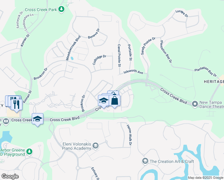 map of restaurants, bars, coffee shops, grocery stores, and more near 10467 Blackmore Drive in Tampa