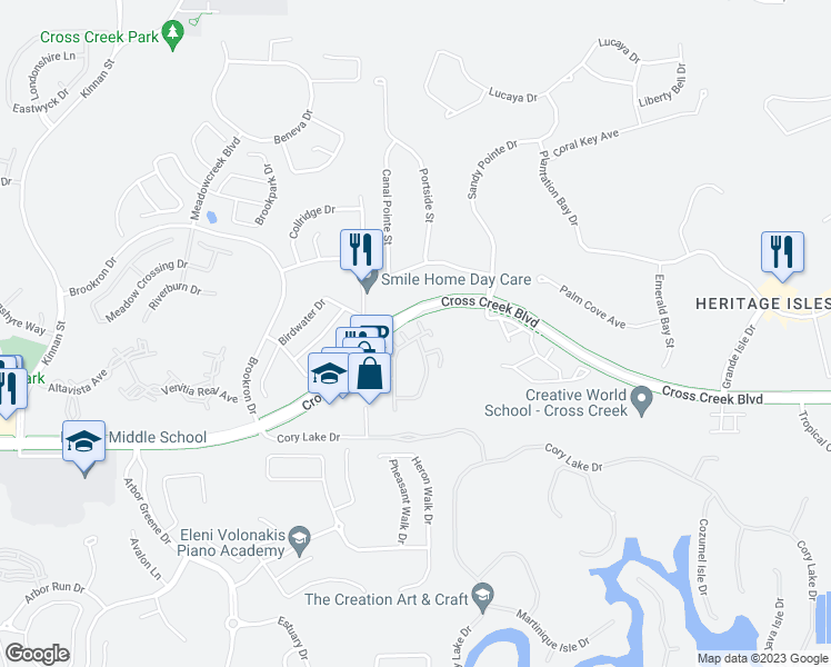 map of restaurants, bars, coffee shops, grocery stores, and more near 10411 Villa View Circle in Tampa