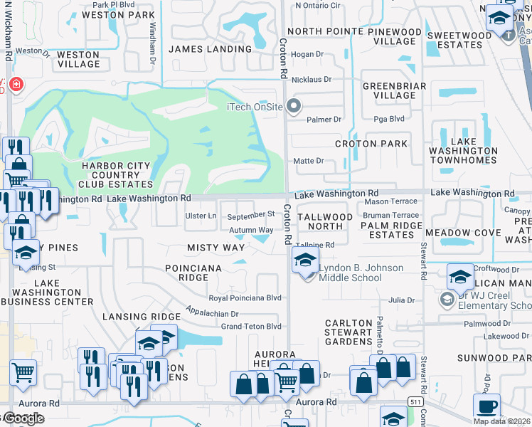 map of restaurants, bars, coffee shops, grocery stores, and more near 2230 September Street in Melbourne