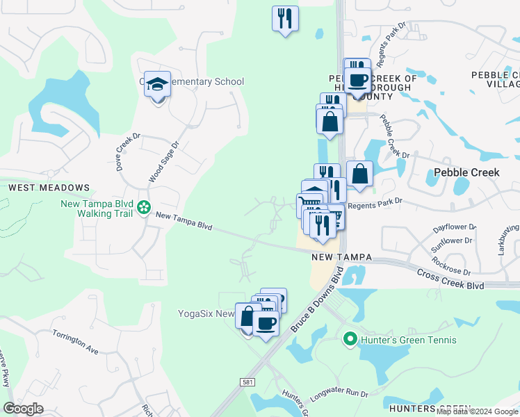 map of restaurants, bars, coffee shops, grocery stores, and more near 18913 Portofino Drive in Tampa