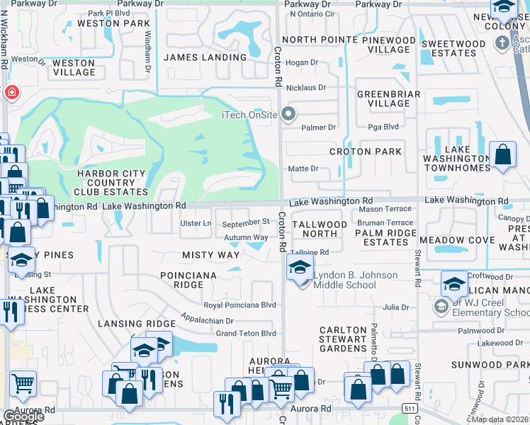 map of restaurants, bars, coffee shops, grocery stores, and more near 2230 September Street in Melbourne