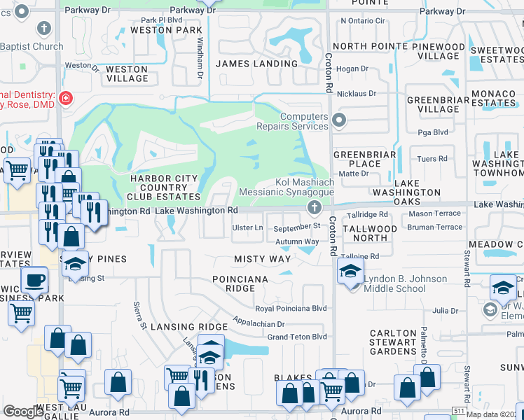 map of restaurants, bars, coffee shops, grocery stores, and more near 148 Berkshire Lane in Melbourne