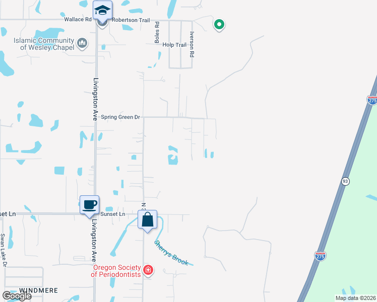 map of restaurants, bars, coffee shops, grocery stores, and more near 18815 Carr Drive in Lutz
