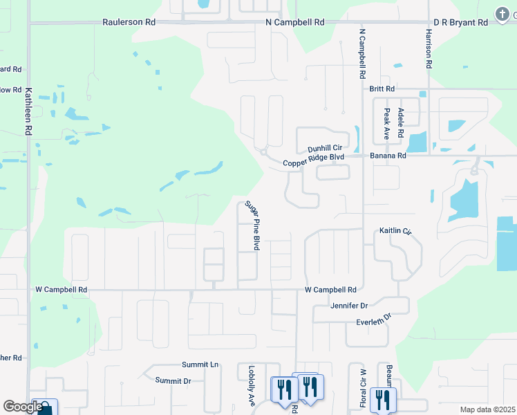 map of restaurants, bars, coffee shops, grocery stores, and more near 7936 Sugar Pine Boulevard in Lakeland