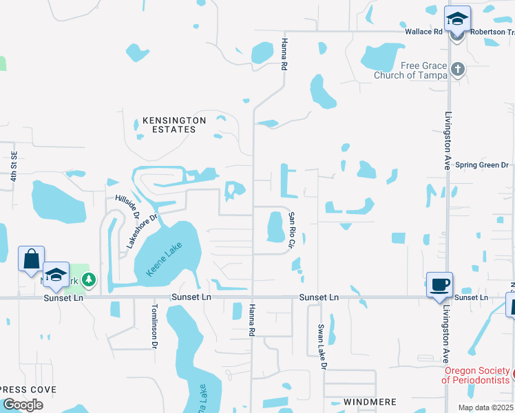 map of restaurants, bars, coffee shops, grocery stores, and more near 18659 San Rio Circle in Lutz