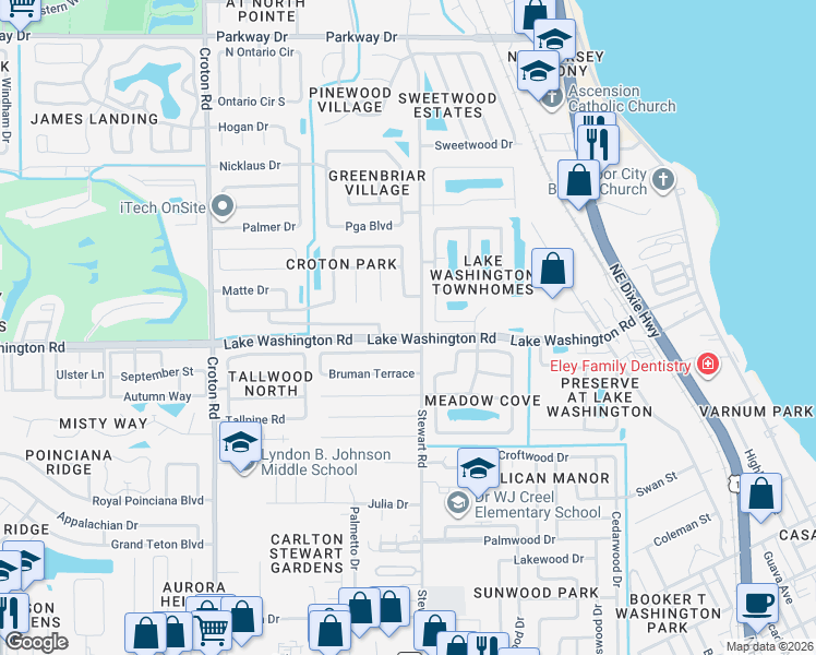 map of restaurants, bars, coffee shops, grocery stores, and more near in Melbourne