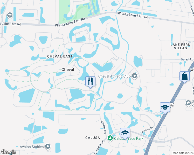 map of restaurants, bars, coffee shops, grocery stores, and more near 18707 Pepper Pike in Lutz