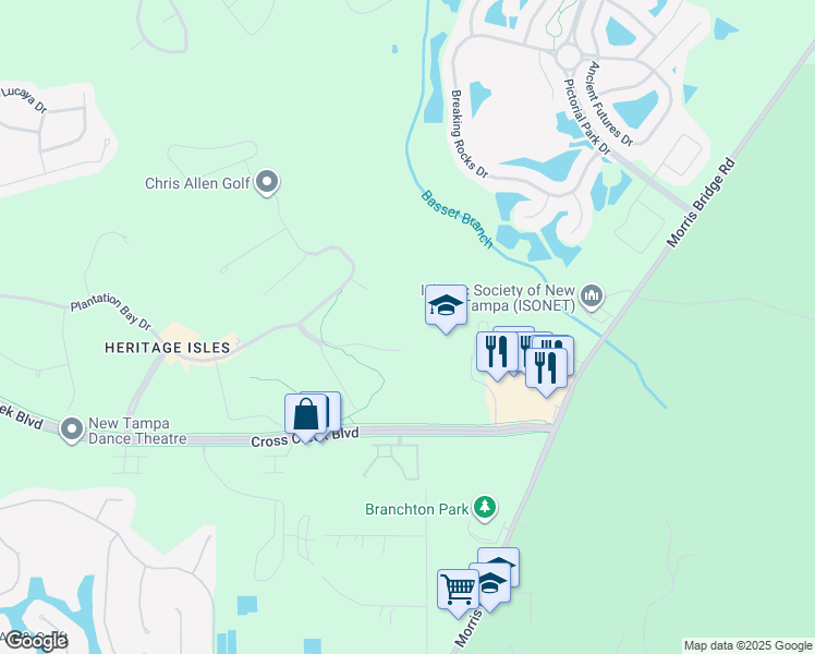 map of restaurants, bars, coffee shops, grocery stores, and more near 18181 Paradise Point Drive in Tampa