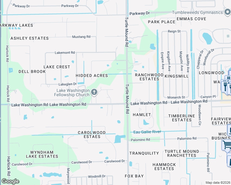 map of restaurants, bars, coffee shops, grocery stores, and more near 2503 Alanna Lane in Melbourne