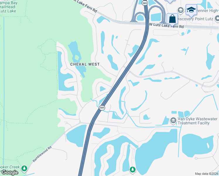 map of restaurants, bars, coffee shops, grocery stores, and more near 6102 Savoy Circle in Lutz