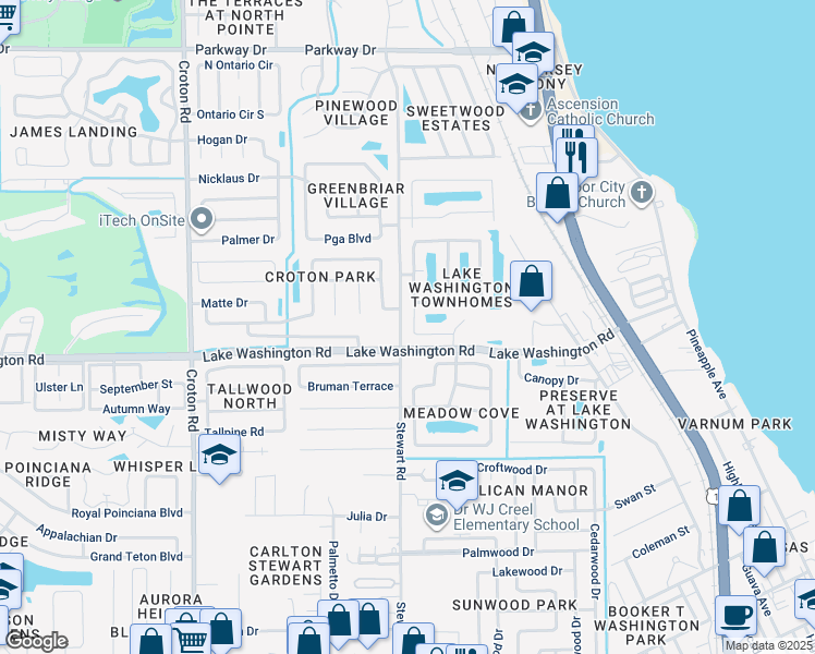 map of restaurants, bars, coffee shops, grocery stores, and more near 2525 Revolution Street in Melbourne