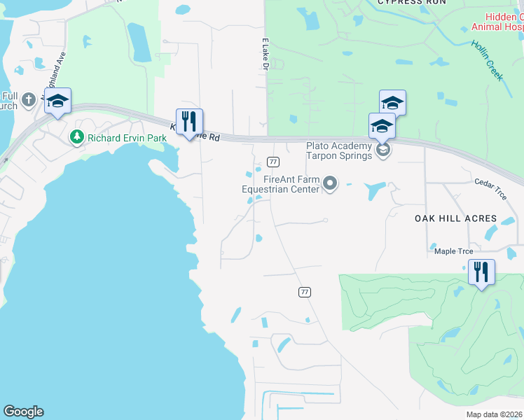 map of restaurants, bars, coffee shops, grocery stores, and more near 223 Rue Des Chateaux in Tarpon Springs