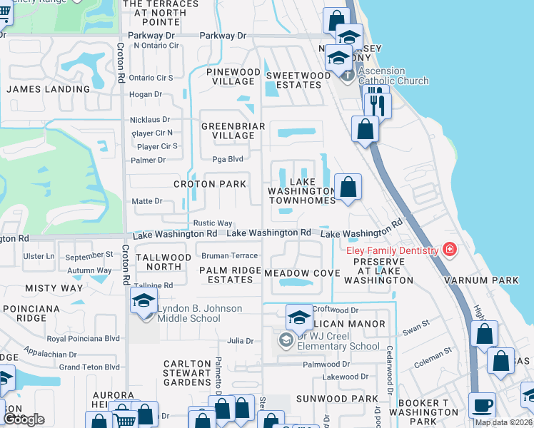 map of restaurants, bars, coffee shops, grocery stores, and more near 2525 Revolution Street in Melbourne