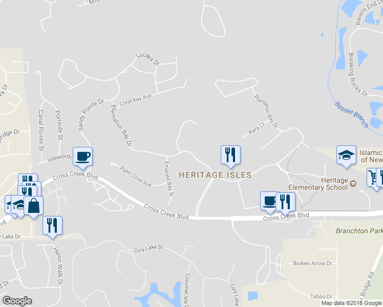 map of restaurants, bars, coffee shops, grocery stores, and more near 10619 Plantation Bay Drive in Tampa