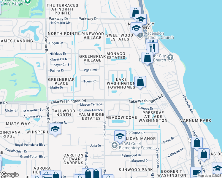 map of restaurants, bars, coffee shops, grocery stores, and more near 2775 Revolution Street in Melbourne