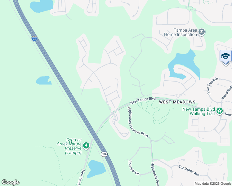 map of restaurants, bars, coffee shops, grocery stores, and more near 19118 Cypress Reach Lane in Tampa