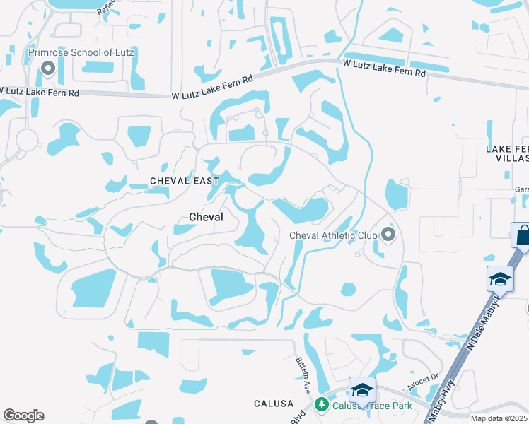 map of restaurants, bars, coffee shops, grocery stores, and more near 18714 Pepper Pike in Lutz
