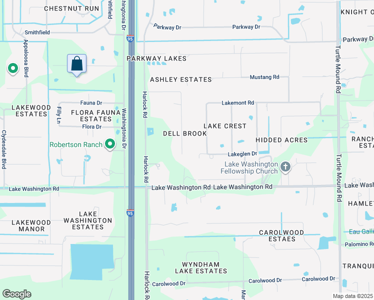 map of restaurants, bars, coffee shops, grocery stores, and more near 2613 Shell Wood Drive in Melbourne