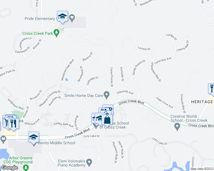 map of restaurants, bars, coffee shops, grocery stores, and more near 10539 San Travaso Drive in Tampa