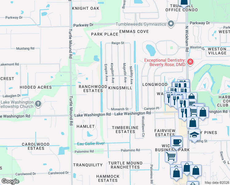 map of restaurants, bars, coffee shops, grocery stores, and more near 2503 Kingdom Avenue in Melbourne