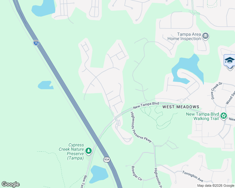 map of restaurants, bars, coffee shops, grocery stores, and more near 19118 Cypress Reach Lane in Tampa