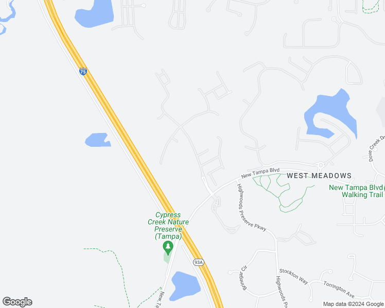 map of restaurants, bars, coffee shops, grocery stores, and more near 19140 Meadow Pine Drive in Tampa