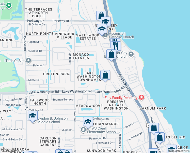 map of restaurants, bars, coffee shops, grocery stores, and more near 2715 Revolution Street in Melbourne
