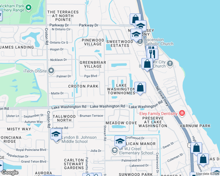 map of restaurants, bars, coffee shops, grocery stores, and more near 2770 Revolution Street in Melbourne