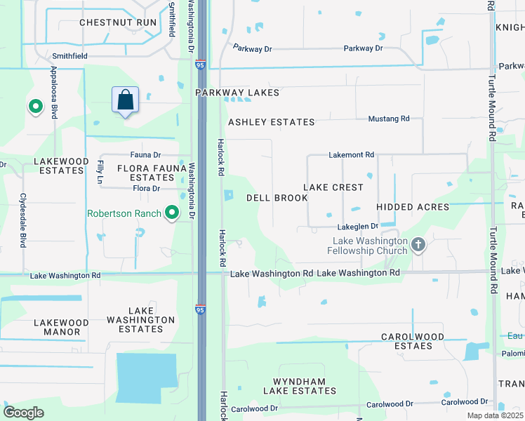 map of restaurants, bars, coffee shops, grocery stores, and more near 2613 Shell Wood Drive in Melbourne