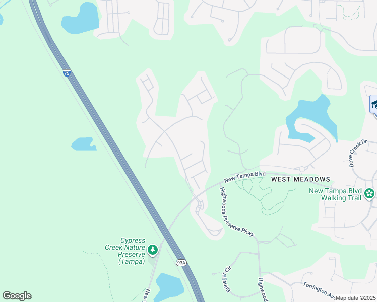 map of restaurants, bars, coffee shops, grocery stores, and more near 8201 Whistling Pine Way in Tampa