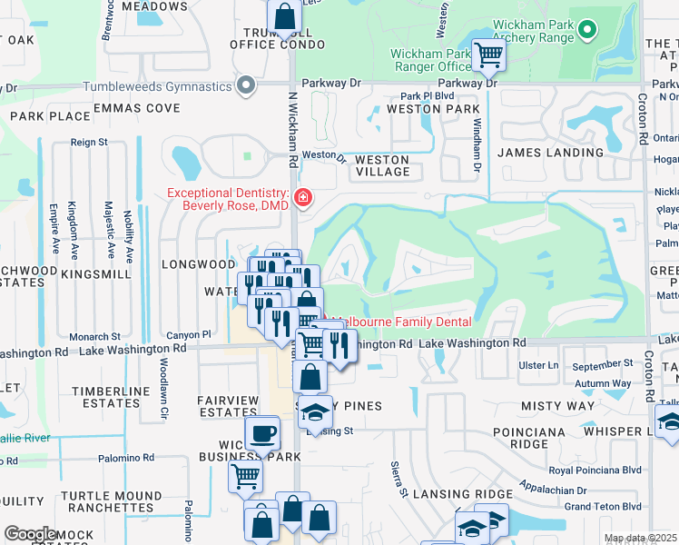map of restaurants, bars, coffee shops, grocery stores, and more near 2848 Caribbean Isle Boulevard in Melbourne