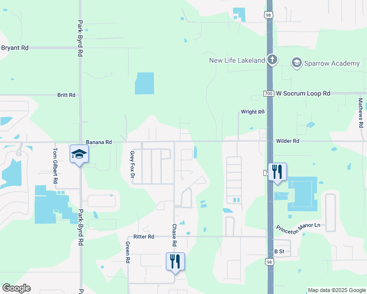 map of restaurants, bars, coffee shops, grocery stores, and more near 8248 Settlers Creek Loop in Lakeland