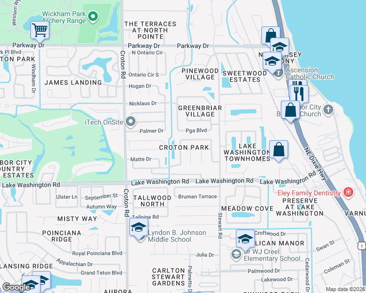 map of restaurants, bars, coffee shops, grocery stores, and more near 1780 Tuers Road in Melbourne