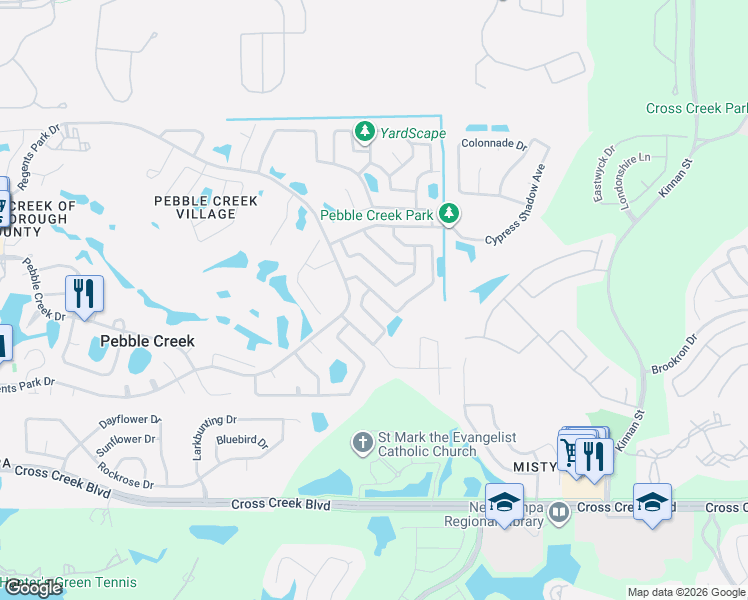 map of restaurants, bars, coffee shops, grocery stores, and more near 9709 Fox Chapel Road in Tampa