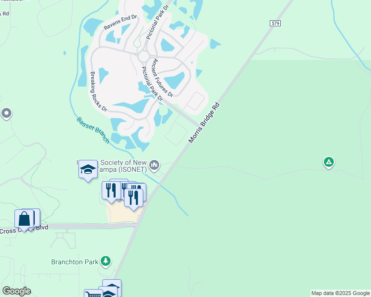 map of restaurants, bars, coffee shops, grocery stores, and more near 15706 Morris Bridge Road in Thonotosassa