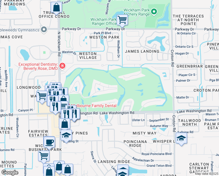 map of restaurants, bars, coffee shops, grocery stores, and more near 2755 Cozumel Drive in Melbourne