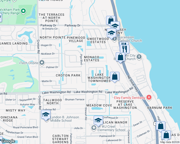 map of restaurants, bars, coffee shops, grocery stores, and more near 2590 Revolution Street in Melbourne