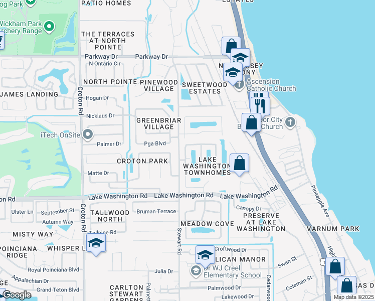 map of restaurants, bars, coffee shops, grocery stores, and more near 2600 Revolution Street in Melbourne