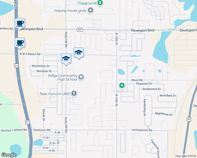 map of restaurants, bars, coffee shops, grocery stores, and more near 401 Savannah Preserve Loop in Davenport