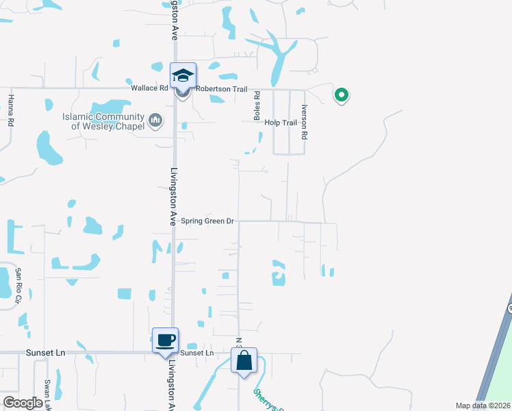 map of restaurants, bars, coffee shops, grocery stores, and more near 18904 Keeter Trail in Lutz