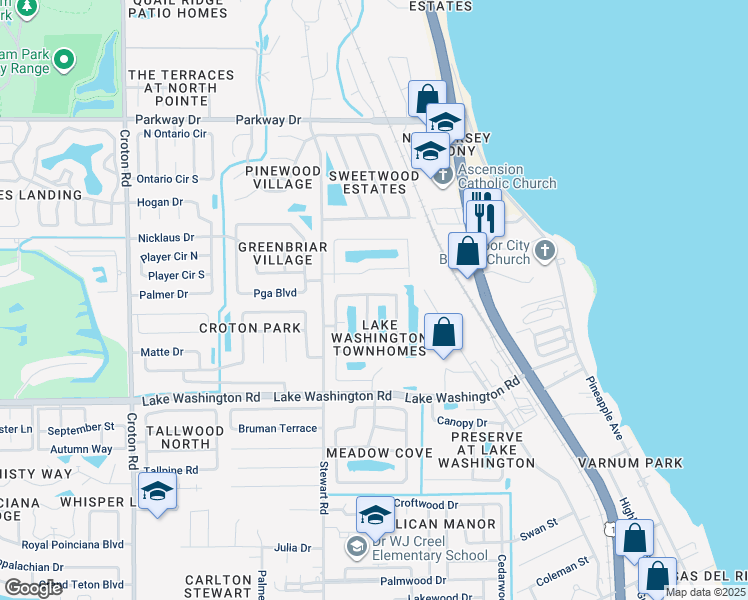 map of restaurants, bars, coffee shops, grocery stores, and more near 2650 Revolution Street in Melbourne