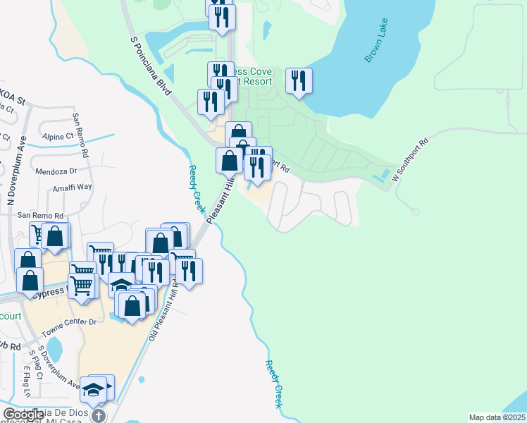 map of restaurants, bars, coffee shops, grocery stores, and more near 4653 Huron Bay Circle in Kissimmee