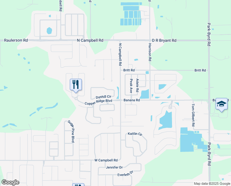 map of restaurants, bars, coffee shops, grocery stores, and more near 2847 Dunhill Circle in Lakeland