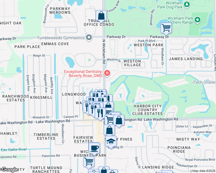 map of restaurants, bars, coffee shops, grocery stores, and more near in Melbourne