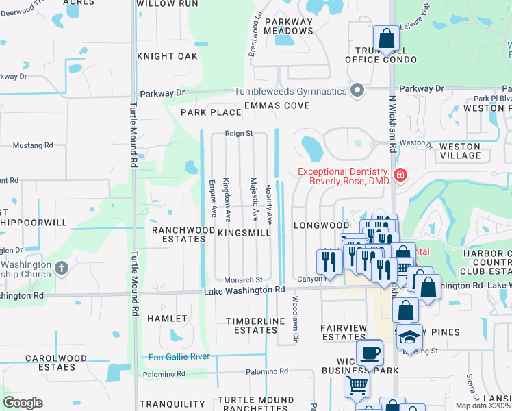map of restaurants, bars, coffee shops, grocery stores, and more near 2599 Majestic Avenue in Melbourne