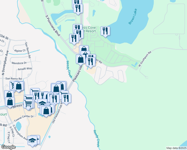 map of restaurants, bars, coffee shops, grocery stores, and more near 4649 Huron Bay Circle in Kissimmee