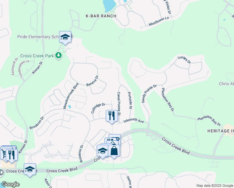 map of restaurants, bars, coffee shops, grocery stores, and more near 18164 Canal Pointe Street in Tampa