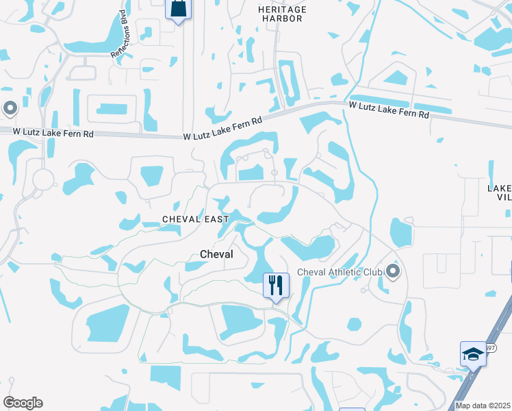map of restaurants, bars, coffee shops, grocery stores, and more near 4420 Avenue Cannes in Lutz