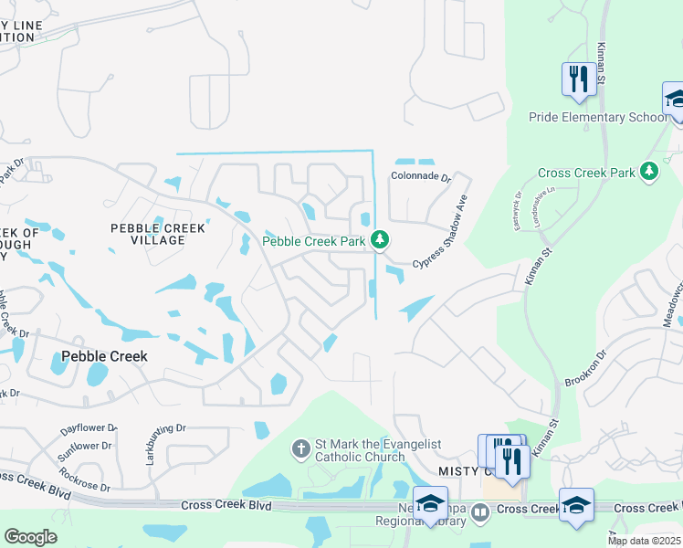 map of restaurants, bars, coffee shops, grocery stores, and more near 9774 Fox Chapel Road in Tampa